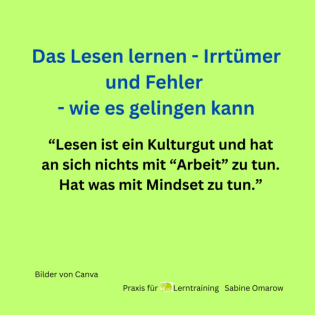"Lesen lernen ist ein Kulturgut und hat nichts mit "Arbeit" zu tun." - Wirklich?