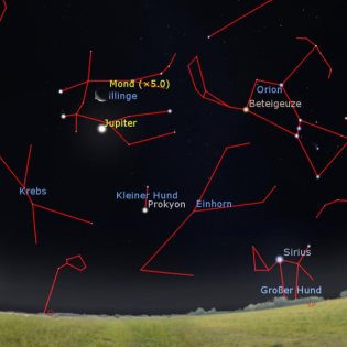 Highlight am Himmel - Mond, Jupiter, da Vinci und die Zwillingssterne 