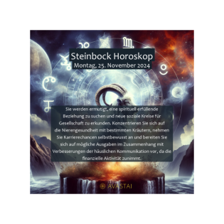 Steinbock Horoskop für den Montag, 25. November 2024:
