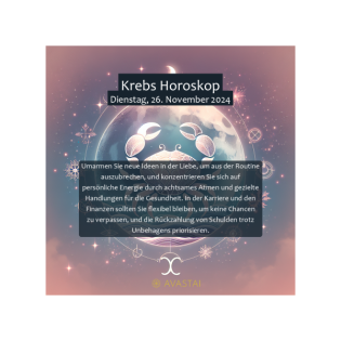 Krebs Horoskop für den Dienstag, 26. November 2024:
