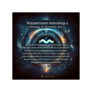 Wassermann Horoskop für den Dienstag, 26. November 2024:
