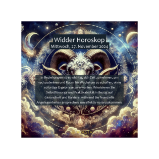Widder Horoskop für den Mittwoch, 27. November 2024:
