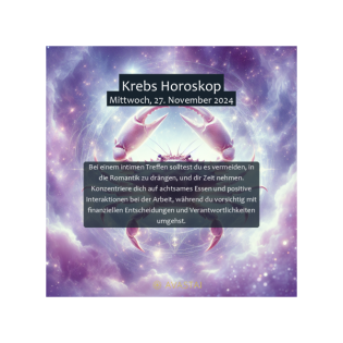 Krebs Horoskop für den Mittwoch, 27. November 2024: