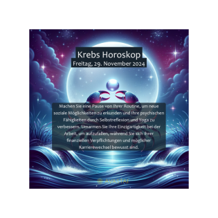 Krebs Horoskop für den Freitag, 29. November 2024: