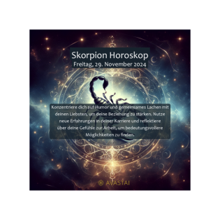 Skorpion Horoskop für den Freitag, 29. November 2024:
