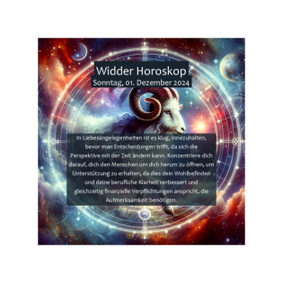Widder Horoskop für den Sonntag, 01. Dezember 2024: