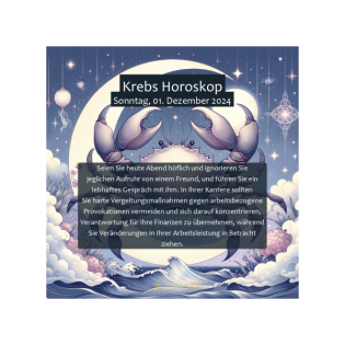 Krebs Horoskop für den Sonntag, 01. Dezember 2024: