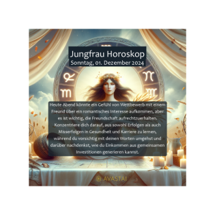 Jungfrau Horoskop für den Sonntag, 01. Dezember 2024: