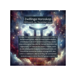 Zwillinge Horoskop für den Mittwoch, 04. Dezember 2024: