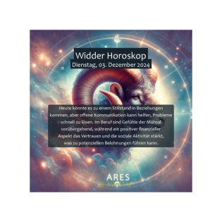 Widder Horoskop für den Dienstag, 03. Dezember 2024: