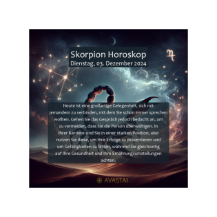 Skorpion Horoskop für den Dienstag, 03. Dezember 2024: