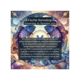Fische Horoskop für den Donnerstag, 05. Dezember 2024: