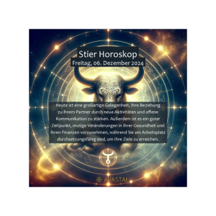 Stier Horoskop für den Freitag, 06. Dezember 2024: