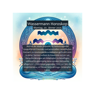Wassermann Horoskop für den Montag, 20. Jänner 2025: