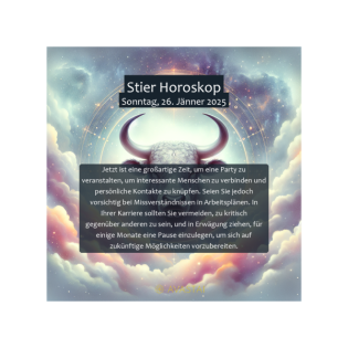 Stier Horoskop für den Sonntag, 26. Jänner 2025: