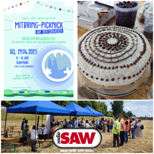 Interreligiöses Mitbringpicknick auf den Elbwiesen in Magdeburg