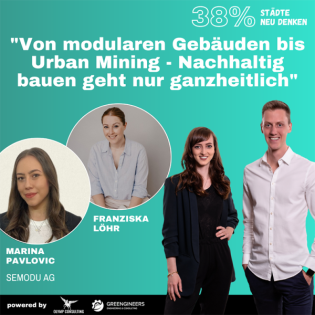 38% Städte neu denken: 089 Franziska Löhr & Marina Pavlovic von SEMODU AG⎮”Von modularen Gebäuden bis Urban Mining - Nachhaltig bauen geht nur ganzheitlich”