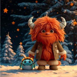 (02) Moki Monsterbart baut einen Schneemann